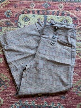 Zac & Rachel Tan Plaid Wide Pants